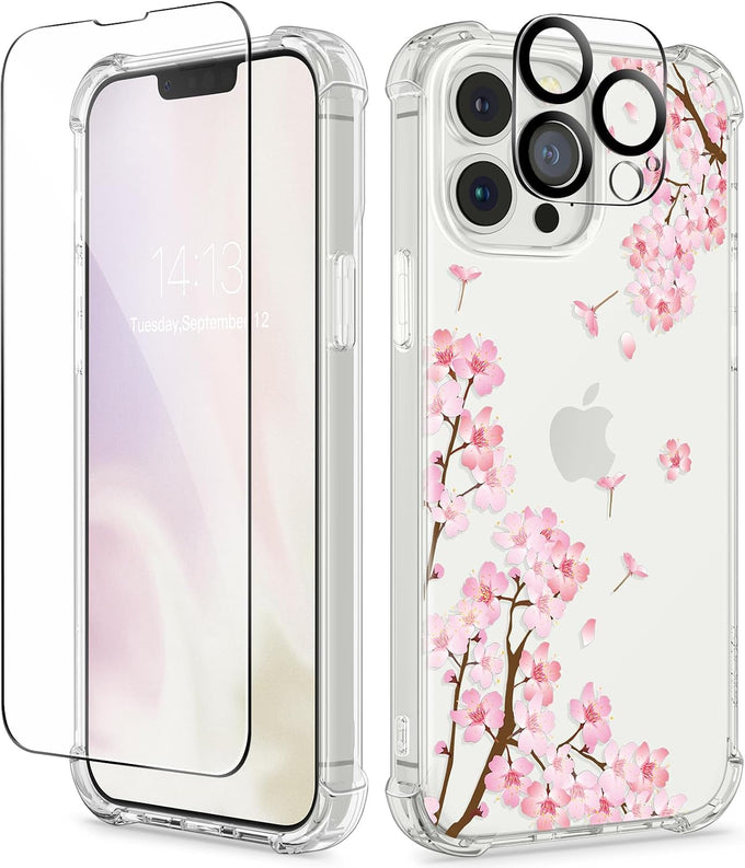 GVIEWIN for iPhone 11 Case Floral, Screen Protector & Camera Lens Protector