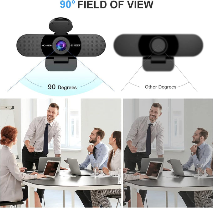 EMEET 1080P Webcam with Microphone, C960 Web Camera 2 Mics Streaming Webcam
