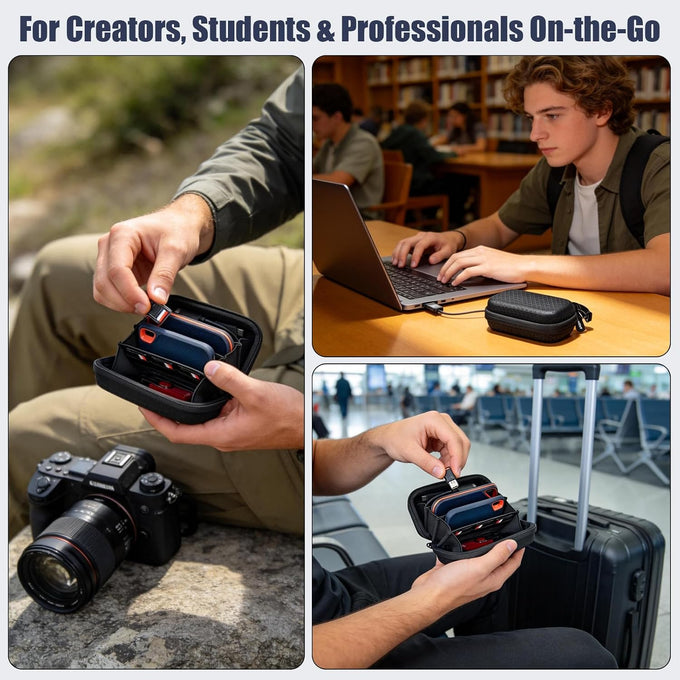 Portable SSD Case for SanDisk Extreme Pro, for Samsung T7/T9, 4 SSD Slots