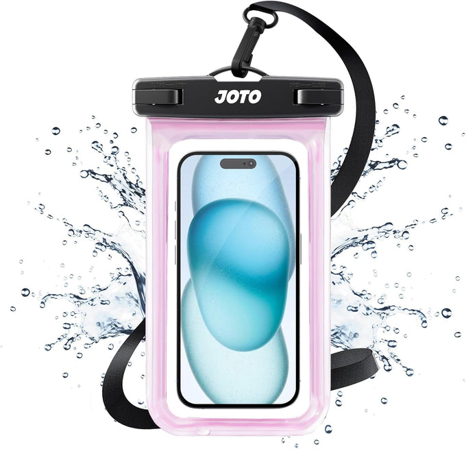 JOTO 2 Pack Waterproof Phone Pouch, Universal IPX8 Dry Bag up to 7" -Black