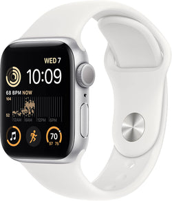 Apple Watch SE (2nd Gen) (GPS, 40mm) - Silver Aluminum Case with White Sport Band, M/L (Renewed)
