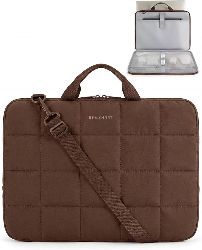 BAGSMART Laptop Case with Handle, Puffy Laptop Sleeve Bag for Women
