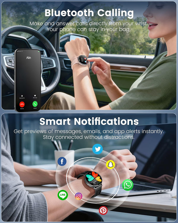 GPS Smart Watches for Men, 1.39" AMOLED Screen Smartwatch, Bluetooth Call/100+ Sport Modes/GPS/Compass/Heart Rrate/Blood Pressure, Fitness-Tracker, Smartwatch for Android iPhone(Gray& Black)