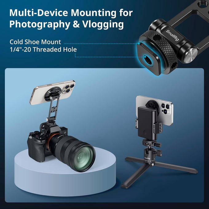 SMALLRIG Magnetic Metal Phone Mount with Cold Shoe Mount - 5156
