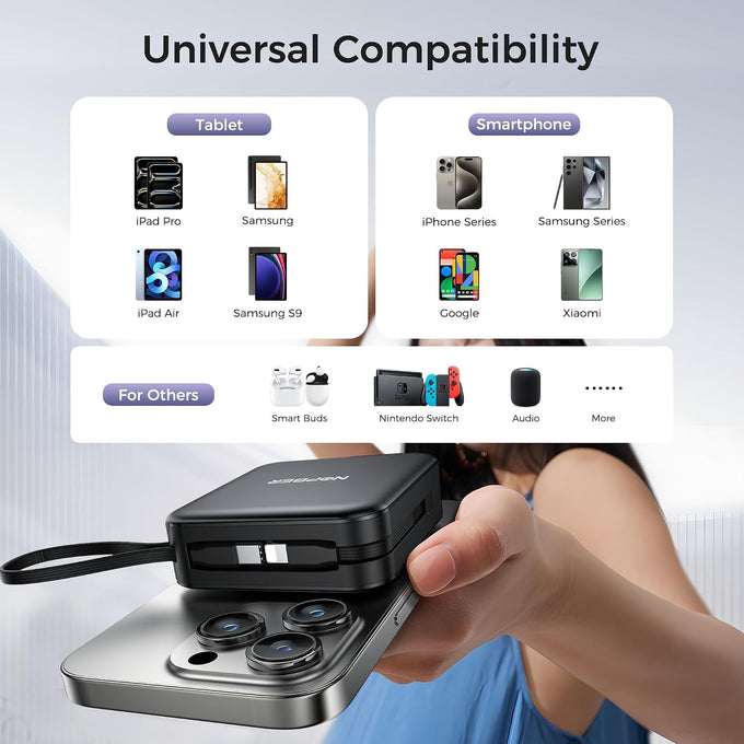 10000mAh Portable Charger Power Bank Built in Cables&Wall Plug