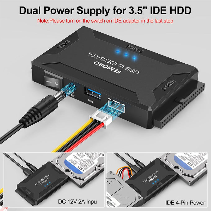 Hard Drive Reader USB 3.0 & Type C to SATA IDE Adapter, Data Recovery Kit