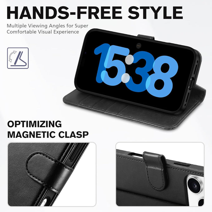 TUCCH Wallet Case for iPhone 18 Pro Max & 17 Pro Max, 4 Card Holders, Black
