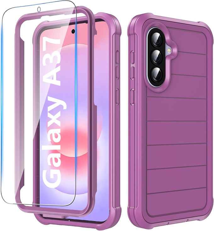 Hensinple for Samsung Galaxy A17 5G Phone Case with Screen Protector, Heavy Duty Military Shockproof Full Body Durable TPU Protective Cover Case for Samsung A17 5G (Black)