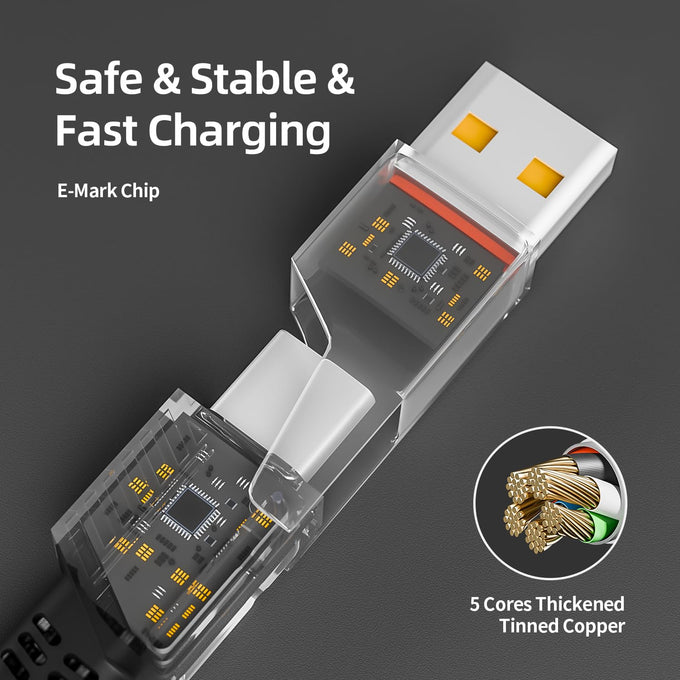4 in 1 Multi Charging Cable Fast Charging 65W, USB C Cable with E-Mark Chip