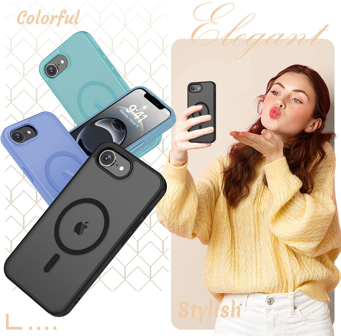 YENAPOON for iPhone 17e Case, iPhone 16e Case, Magnetic Cover, Black