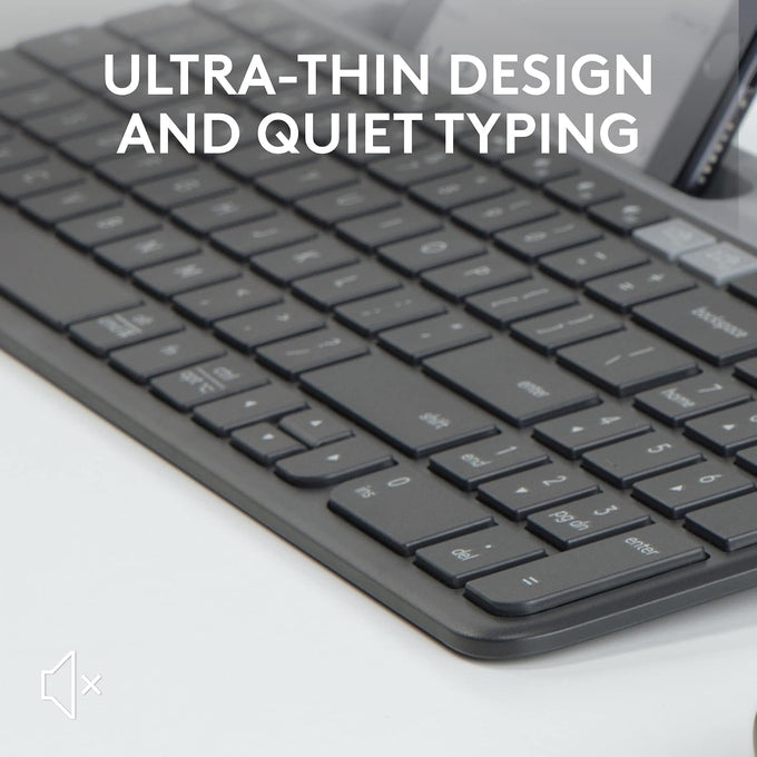 Logitech K585 Slim Wireless Keyboard with Built-in Phone Cradle - Graphite