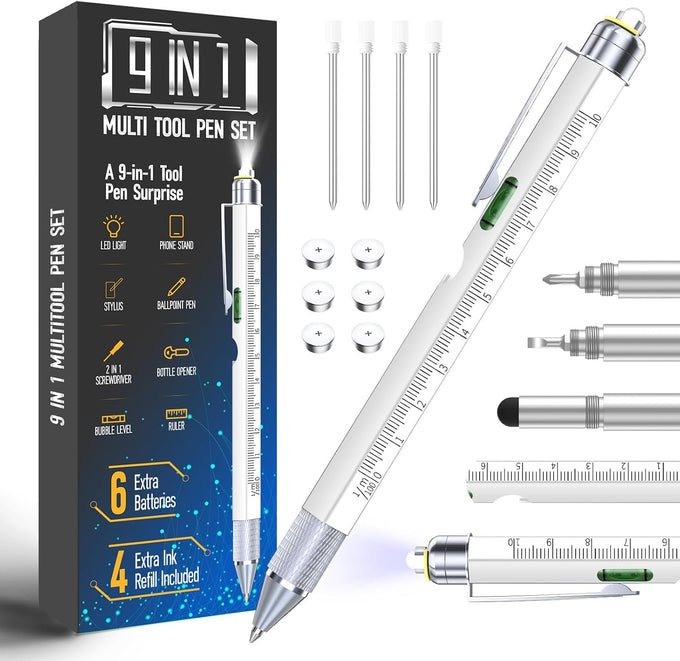 Pen Gifts for Men, Huhoo Cool Gadgets Tools Multi Tech Pen for Men, Personalized Gifts for Dad or Him, Funny Gift for Christmas, Father's Day, Valentines or Birthdays