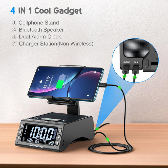 TechGlow Foldable Cellphone Stand with Wireless Bluetooth Speaker Birthday Gifts for Men Women Mother Father Cool Tech Gadgets