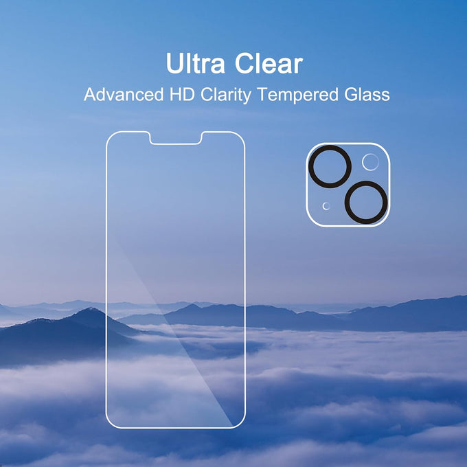 Ailun Screen Protector + Camera Lens Protector for iPhone 14, 3+3 Pack
