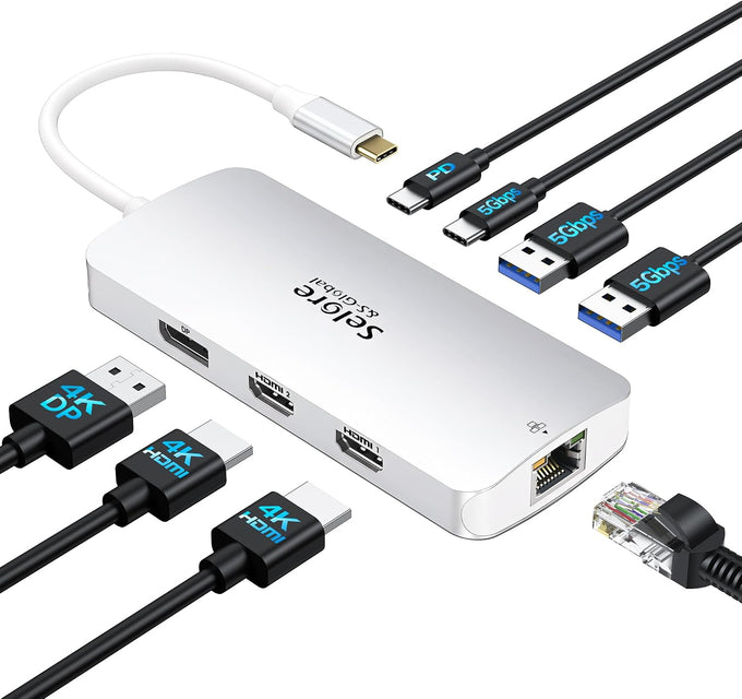 USB C Docking Station Dual Monitor, Selore Docking Station 3 Monitors