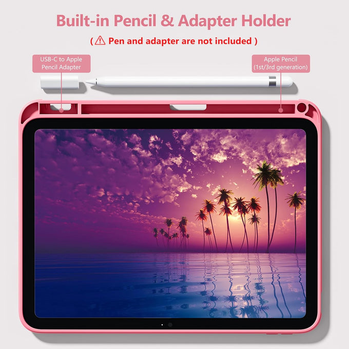 Wenlaty for iPad (A16) 11th Gen Case, iPad 10th Gen Case,Watermelon Pink