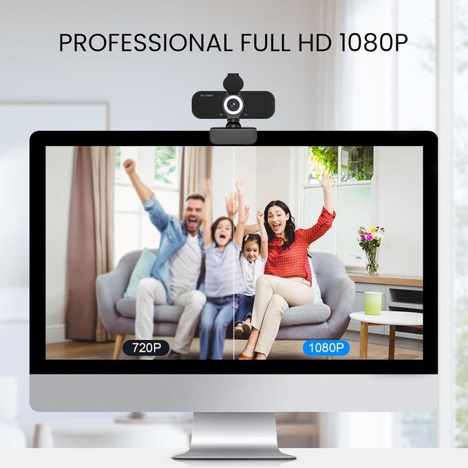 1080P Full Webcam with Microphone, Privacy & Safety Protection, USB HD Computer Web Camera, Plug and Play, for Laptop, Teams, Desktop, Conferencing and Video Calling, 2026 Version(Black)