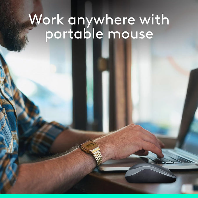 Logitech M185 Compact Ambidextrous Wireless Mouse with Rubber Grips - Blue