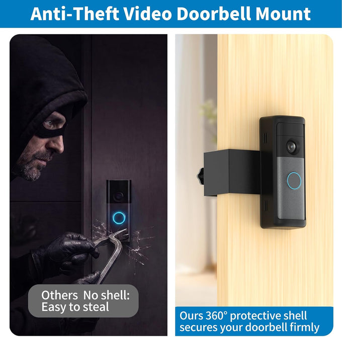 Anti-Theft Ring/Blink Doorbell Mount for 2026 Newest Battery Doorbell/Plus/Pro (2nd Gen), No-Drill Camera Doorbell Kits, Non-Blocking Motion Sensor, Accessories for Apartment & Rental, Black
