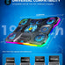 ChillCore Laptop Cooling Pad, RGB Lights Laptop Cooler 9 Fans for 15.6-19.3 Inch Laptops, Gaming Laptop Fan Cooling Pad with 8 Height Stands, 2 USB Ports - A21 Blue