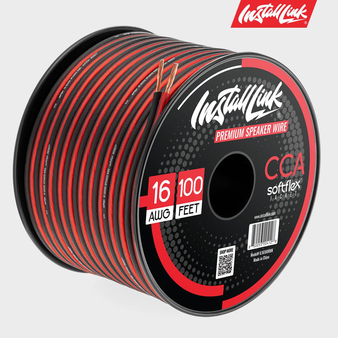 Install Link 16 AWG Gauge Speaker Wire (100 Feet) Car or Home Theater (CCA)