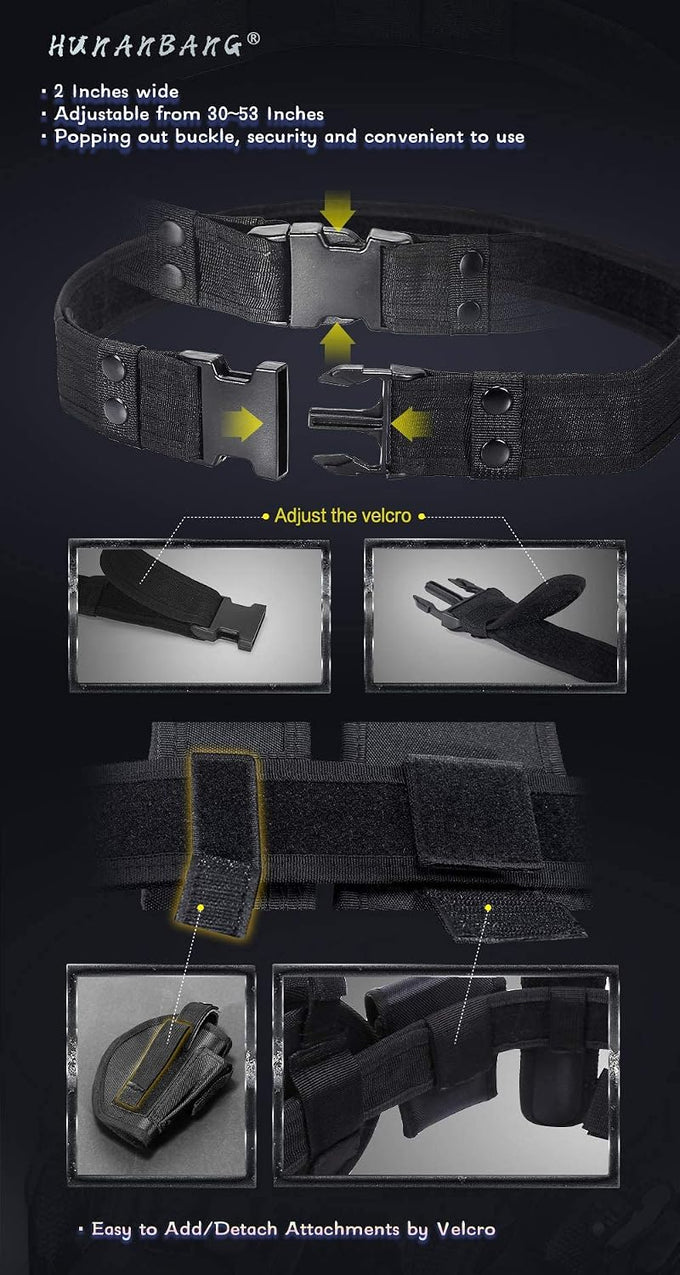 10 in 1 Duty Belt Black Law Enforcement Tactical Equipment System Set 10 pcs