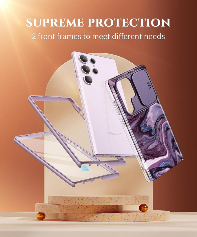 GVIEWIN for Samsung Galaxy S23 Ultra Case Slide Camera Cover 2 Front Frames