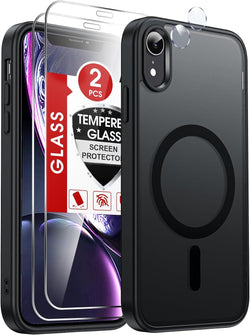 LeYi for iPhone-XR Phone Case with Screen Protector X2 Camera Cover Black