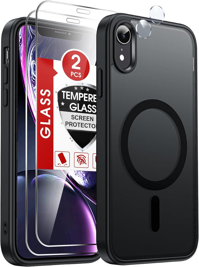 LeYi for iPhone-XR Phone Case with Screen Protector X2 Camera Cover Black