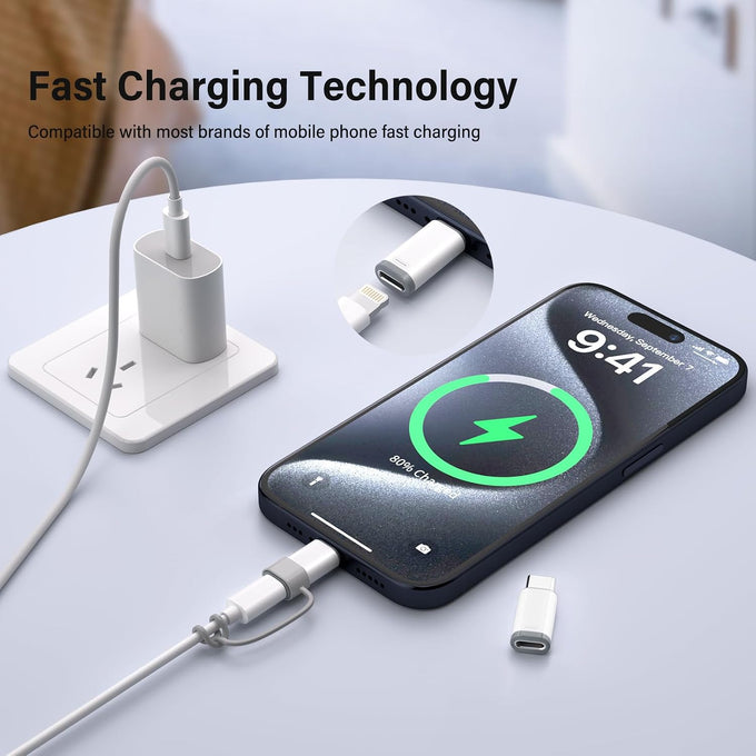 Thousover 4 Pack Lightning to USB C Adapter for iPhone 15/16/17/18 Pro/18 Pro Max,for iPhone 18/17/16 Charger,18/17/16 Accessories,Fast Charging & Data Transfer,USB C Charger Cable,Not for Audio/OTG