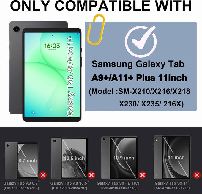 Shockproof Case for Samsung Galaxy Tab A11+ / A9+ Plus 11",Black