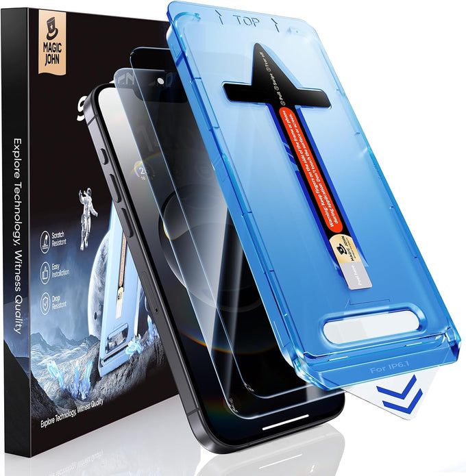 MAGIC JOHN 2 Pack for iPhone 17 Pro Max 6.9 inch Privacy Glass Screen Protector-[Anti-Spy] Auto Dust-Elimination, Bubble Free, Easy Installation, Daily Drop Protection