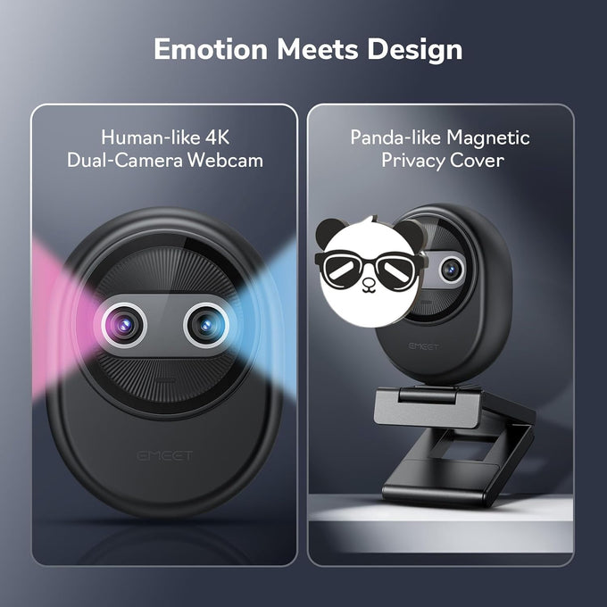 EMEET Piko 4K Webcam for Streaming, World’s 1st Dual-Camera AI-Powered 4K