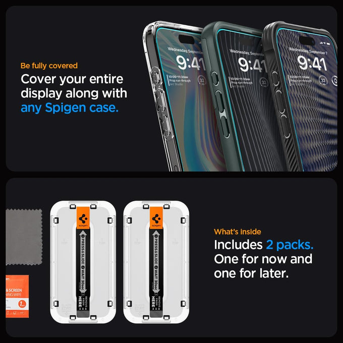 Spigen GlasTR EZ FIT Tempered Glass Screen Protector for iPhone 15 Pro