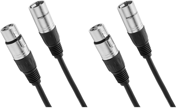 Amazon Basics XLR Microphone Cable for Speaker or PA System, Recording Studio, All Copper Conductors, Low Noise, 10 ft, Black