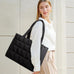 LOVEVOOK Tote Bag for Women, Puffer Work Handbag 15.6 Inch Laptop Purse for Nurse Teacher, Large Quilted Travel Tote Shoulder Bag with Zipper for College Office Clinical Gym, Black