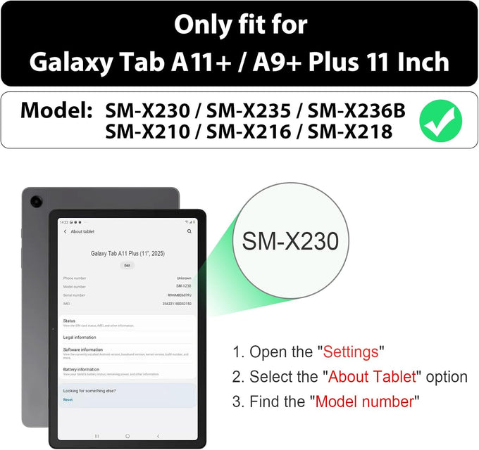 SEYMAC Case for Samsung Galaxy Tab A11+/A9+ Plus 11", Black