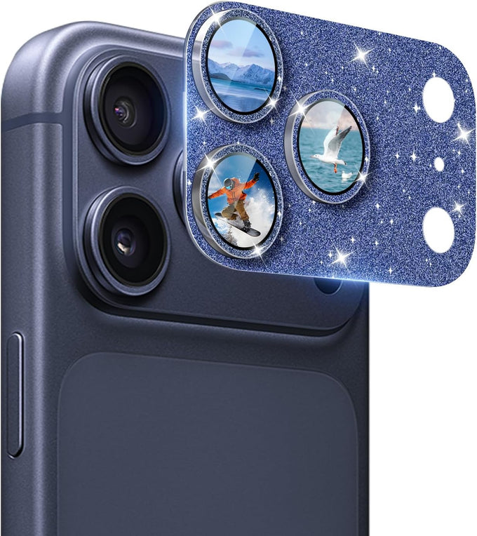 1 Pack Compatible for iPhone 17 Pro Max Camera Lens Protector Glitter, Bling Diamond Ring Anti-scratch 9H Tempered Lens Cover Easy Installation iPhone 17 Pro Max Lens Protector-Diamond Orange