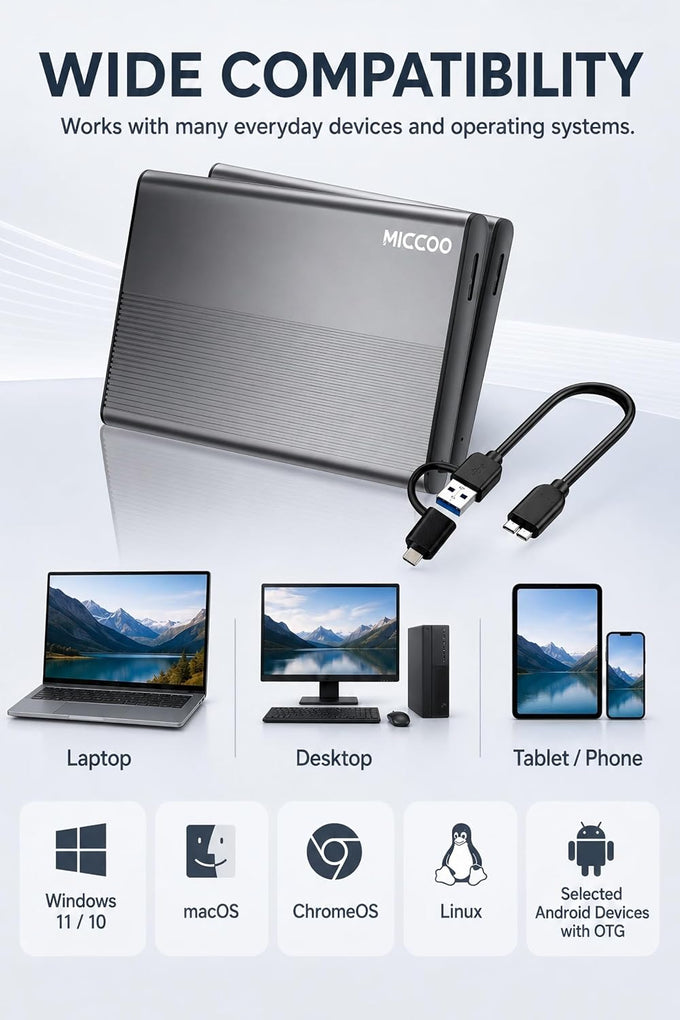 500GB External Hard Drive, Portable HDD Expansion Storage