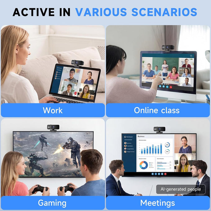 PHILIPS 4K Webcam for PC with Microphone, Computer Camera for Meetings