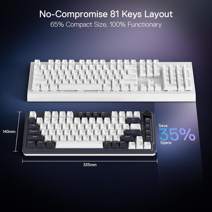 Redragon K673 PRO Wireless 81-Key RGB Gasket Gaming Keyboard, Scroll Knob