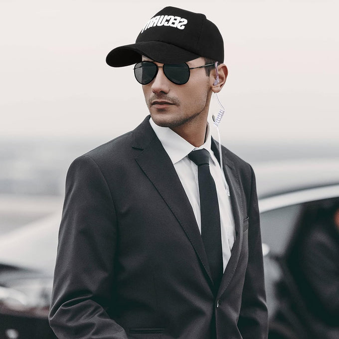 6 Pcs Secret Service Security Guard Hat Sunglasses Costumes Cosplay Set