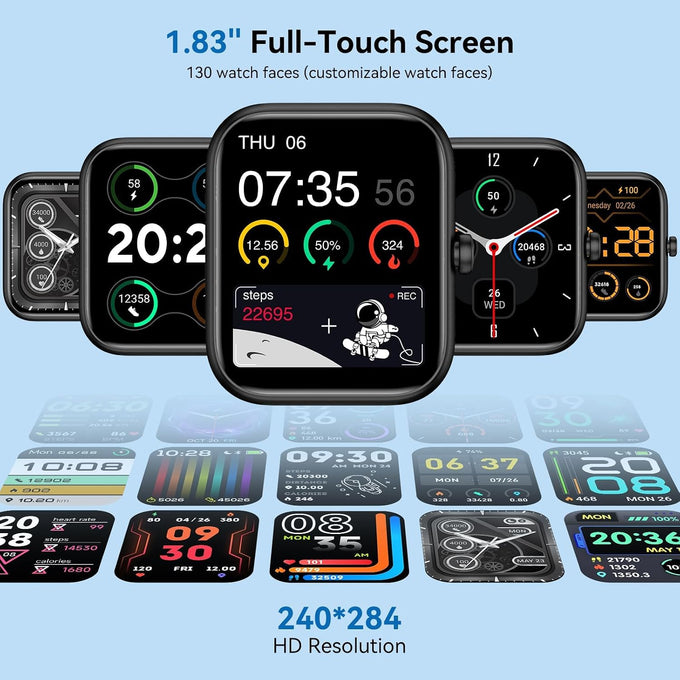 Smart Watch with Alexa Built-in, 1.83" HD Touchscreen 2026 Fitness Tracker with Bluetooth Fitness Watch Heart Rate/Sleep Monitor, 120+ Sport Modes, IP68 Waterproof, Smartwatch for Android iOS (Black)