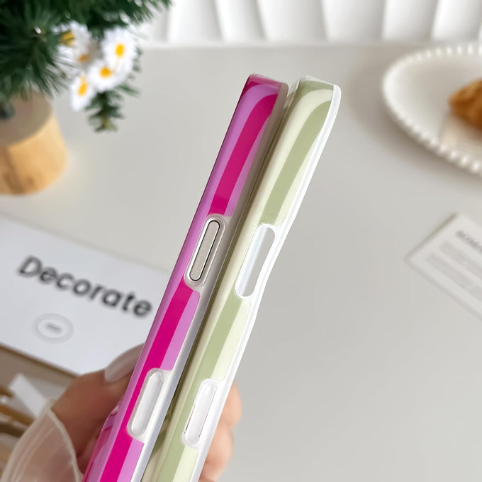 Yeddabox for iPhone 17 Pro Case Cute Striped Phone Case Soft TPU Slim Shockproof Phone Cover for Women Girls, Pink