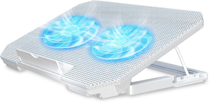 LIENS Laptop Cooling Pad with Adjustable Height Two 5.1 Inches Fan 2 USB Ports Suitable for 12"-15.6" Laptops（Black）