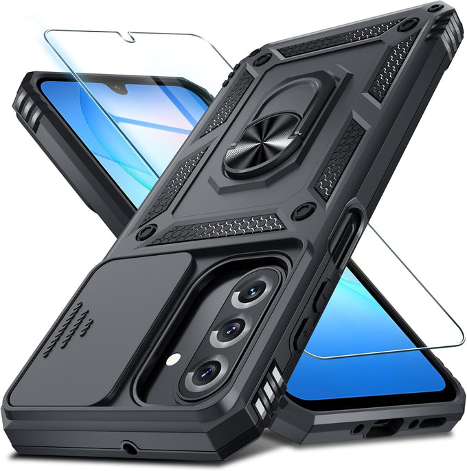 Janmitta for Samsung Galaxy A17 Case Built in Slide Camera Cover,Black