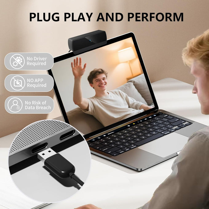1080P HD Webcam with Microphone, Streaming Computer Camera for Laptop PC