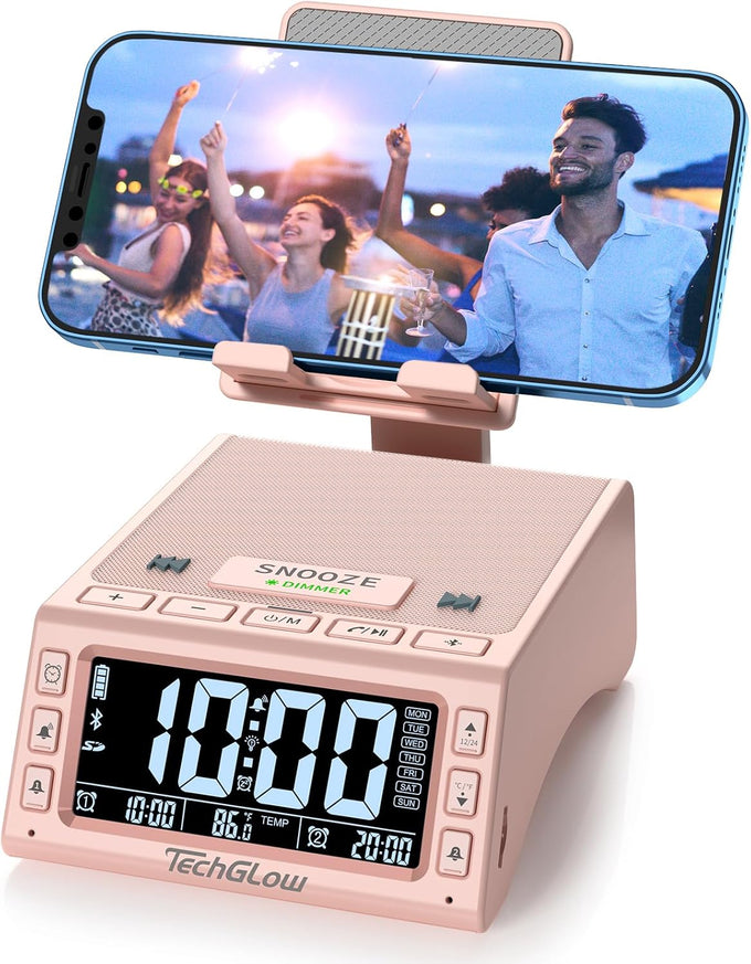 TechGlow Foldable Cellphone Stand with Wireless Bluetooth Speaker Birthday Gifts for Men Women Mother Father Cool Tech Gadgets