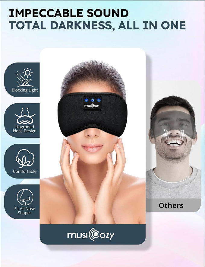 MUSICOZY Bluetooth 5.4 Sleep Headphones Sleeping Eye Mask Earbuds Headband