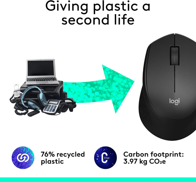 Logitech M330 Silent Plus Full Size 2.4 GHz Wireless Mouse - Black